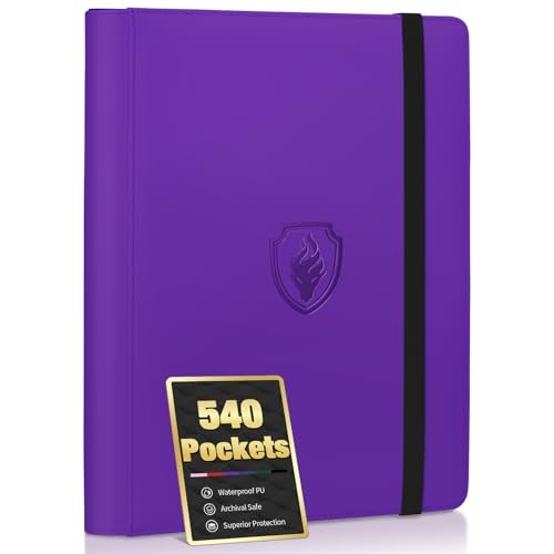 Fabmaker Premium 9 Pocket Card Binder for 540 Cards Fabmaker PU Cover Trading Card Binder Sturdy Card Collection Album Sleek Card Holder Folders for Game Cards Sports Cards Purple - Image 1