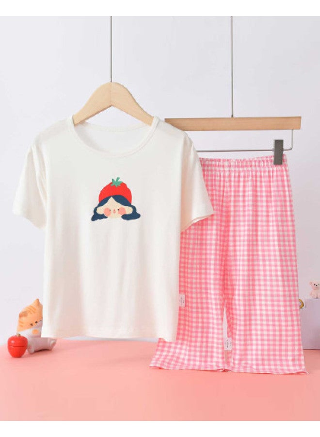 Bornbay Lightweight Breathable Summer Girls' Homewear Set Kids' Soft Skin-friendly Short Sleeve & Shorts Outfit - Image 1
