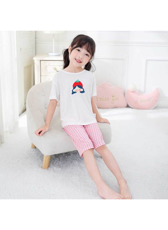 Bornbay Lightweight Breathable Summer Girls' Homewear Set Kids' Soft Skin-friendly Short Sleeve & Shorts Outfit - Image 5