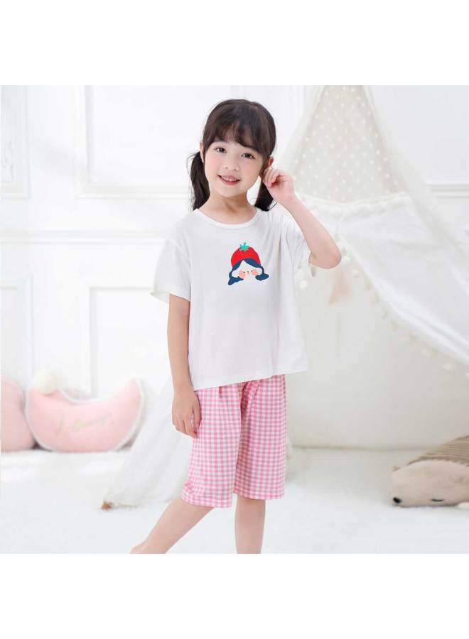 Bornbay Lightweight Breathable Summer Girls' Homewear Set Kids' Soft Skin-friendly Short Sleeve & Shorts Outfit - Image 4