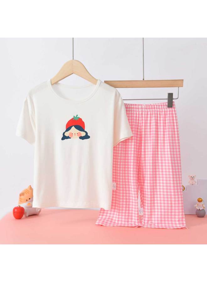 Bornbay Lightweight Breathable Summer Girls' Homewear Set Kids' Soft Skin-friendly Short Sleeve & Shorts Outfit - Image 2