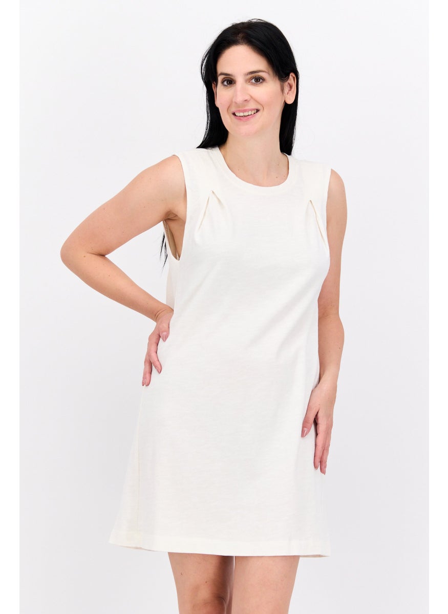 Splendid Women Plain Sleeveless Mini Dress, White  - Image 1