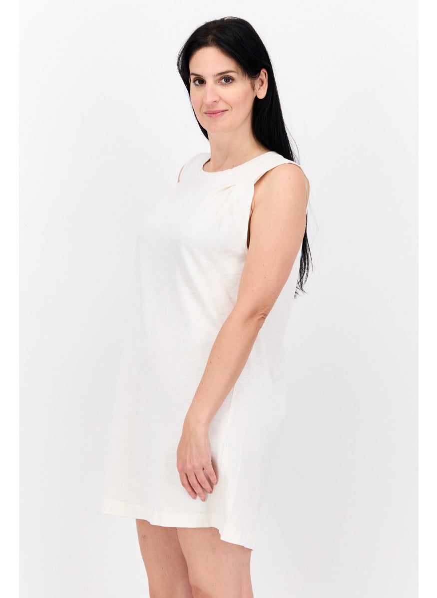 Splendid Women Plain Sleeveless Mini Dress, White  - Image 3