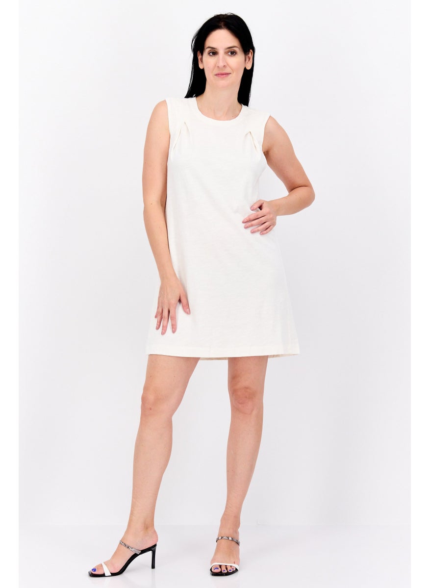 Splendid Women Plain Sleeveless Mini Dress, White  - Image 4