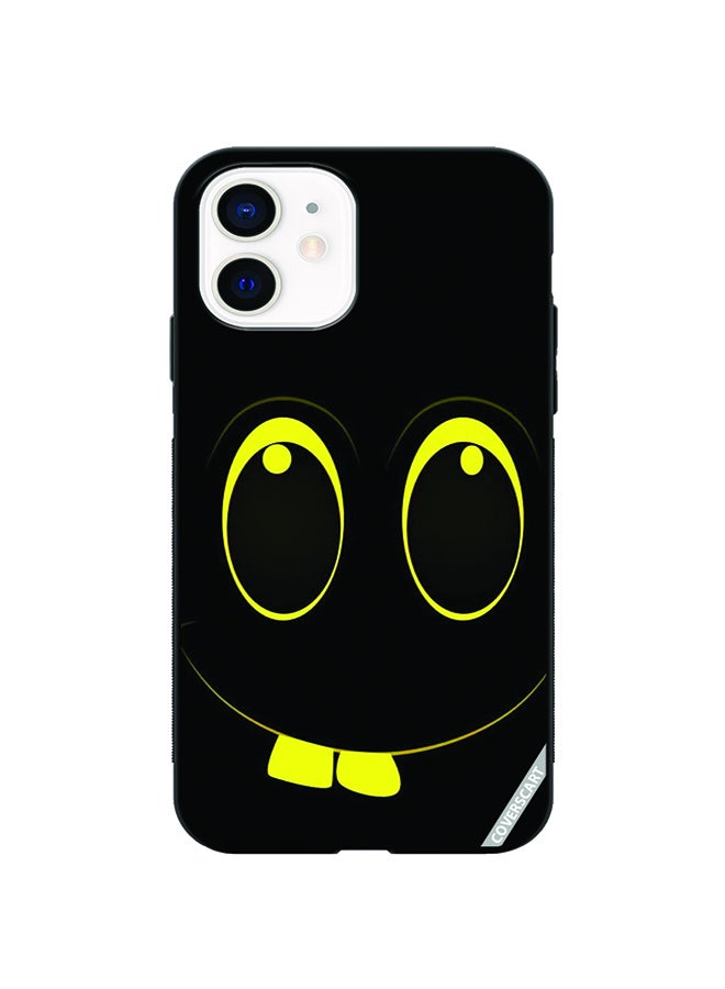 Protective Case Cover For Apple iPhone 12 Mini Cartoon Face Design Black