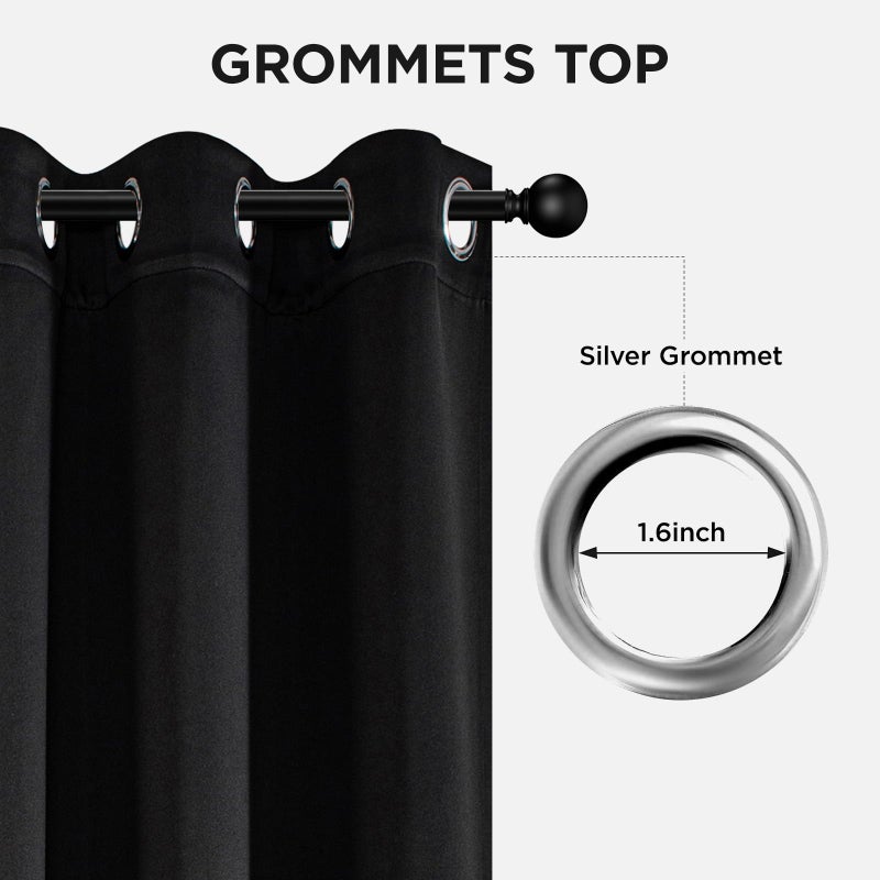 Joydeco Blackout Curtains 72 Inch Length 2 Panels Set, Thermal Insulated Long Curtains& Drapes 2 Burg, Room Darkening Grommet Drapes for Living Room Bedroom Window (W52 x L72 Inch, Black) - Image 5