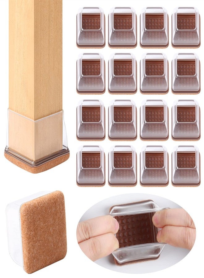 Ezprotekt 24 Pcs XL Square Clear Chair Leg Floor Protectors, Silicone Felt Furniture Pads Caps for Hardwood Floor, Dining Table Bar Stool Leg Protectors Leg Cups Covers (XL Fit: 1.5"-2") - Image 1