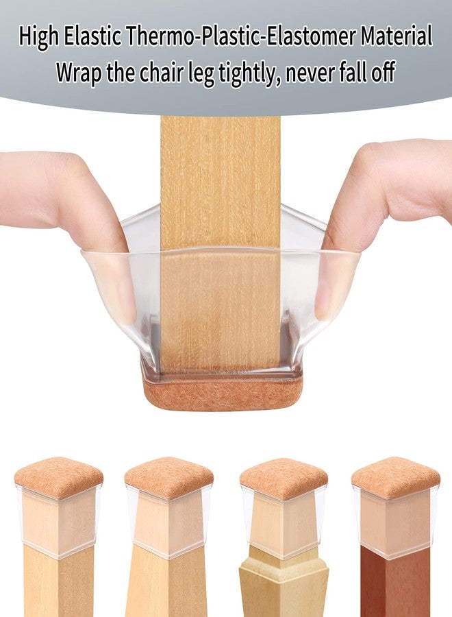 Ezprotekt 24 Pcs XL Square Clear Chair Leg Floor Protectors, Silicone Felt Furniture Pads Caps for Hardwood Floor, Dining Table Bar Stool Leg Protectors Leg Cups Covers (XL Fit: 1.5"-2") - Image 4