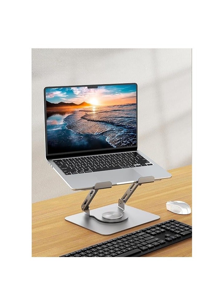 حامل لابتوب بقاعدة دوارة 360 درجة – حامل معدني مريح قابل للتعديل متعدد الزوايا للابتوبات من 25 إلى 39 سم، فضي - Image 4