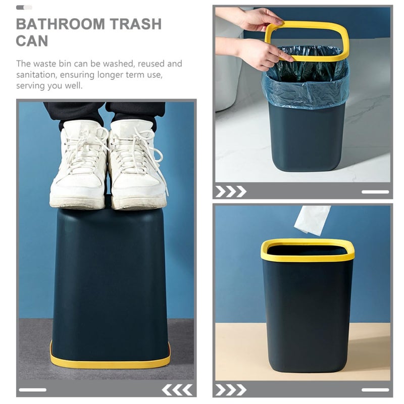 Square 10l Trash Can with Pressing Ring, Plastic Garbage Bin for Home and Office, Dark Blue Wastebasket Suitable for Kitchen, Living Room, and Bedroom Use - Image 5