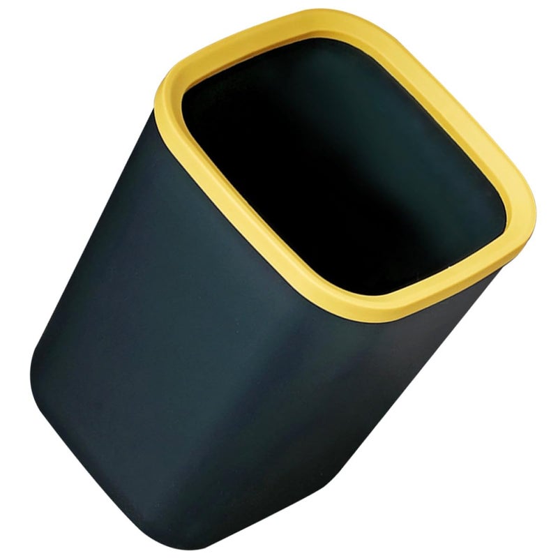 Square 10l Trash Can with Pressing Ring, Plastic Garbage Bin for Home and Office, Dark Blue Wastebasket Suitable for Kitchen, Living Room, and Bedroom Use - Image 1