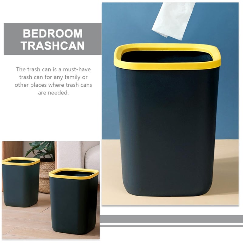 Square 10l Trash Can with Pressing Ring, Plastic Garbage Bin for Home and Office, Dark Blue Wastebasket Suitable for Kitchen, Living Room, and Bedroom Use - Image 3