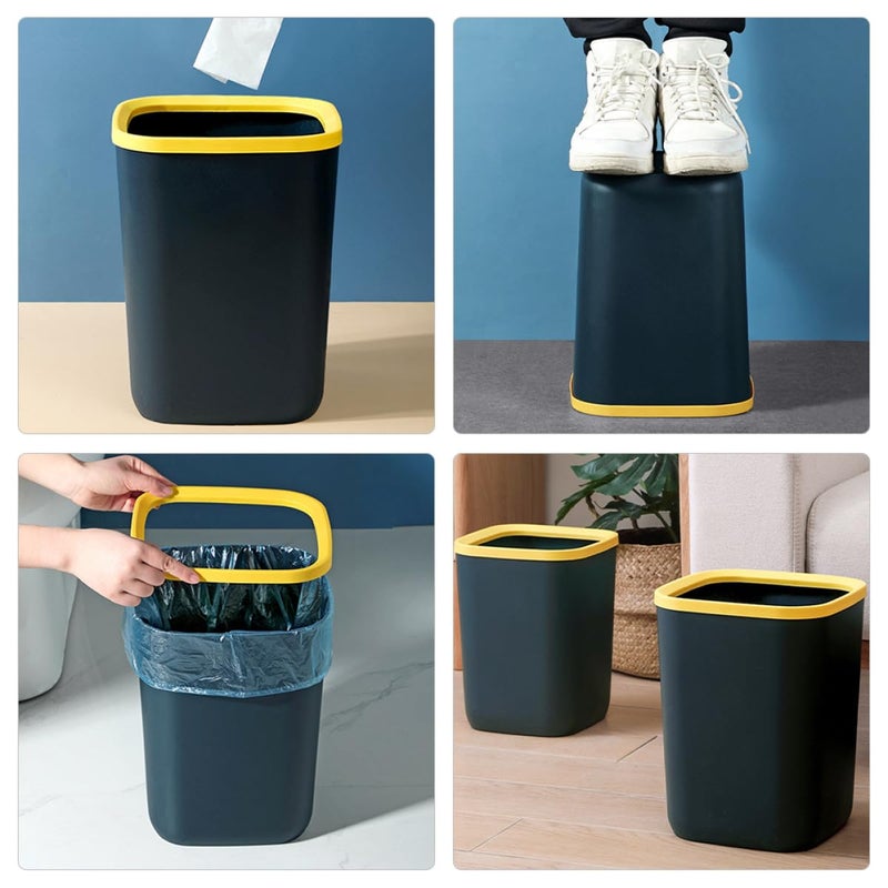 Square 10l Trash Can with Pressing Ring, Plastic Garbage Bin for Home and Office, Dark Blue Wastebasket Suitable for Kitchen, Living Room, and Bedroom Use - Image 4