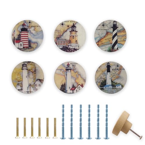 Lasyman 18 6PCS Ceramic Vintage Ocean Lighthouse Drawer Knob Kitchen Cabinet Cupboard Wardrobe Furniture Dresser DrawersPulls - Image 1