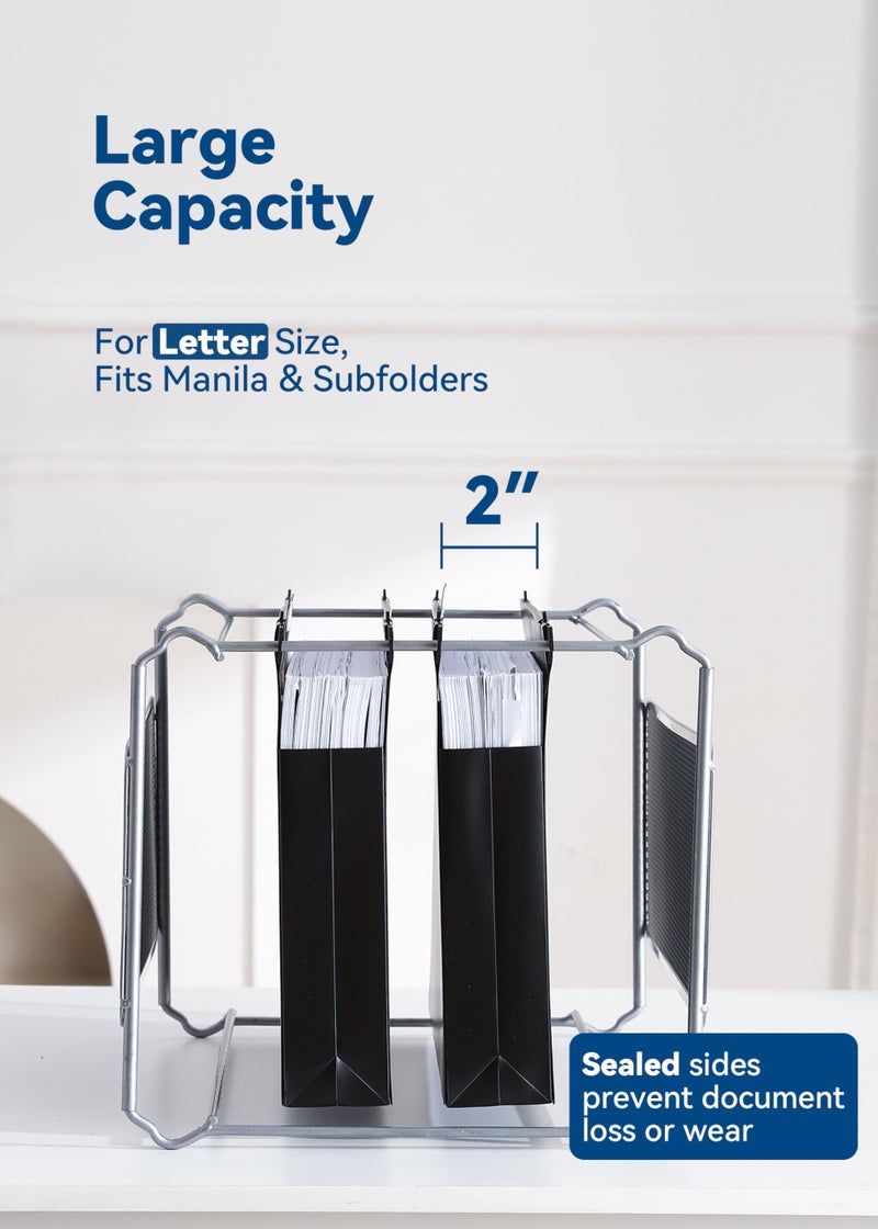 SortRax Plastic Extra Capacity Hanging File Folders, 2" Expanding Pocket, Heavy Duty for Filing Cabinet, Insertable 1/5-Cut Tabs, Letter Size - 12 Pack - Image 2