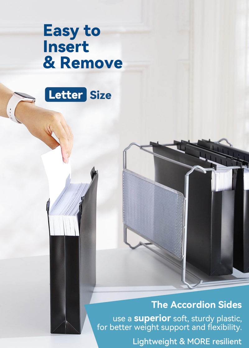 SortRax Plastic Extra Capacity Hanging File Folders, 2" Expanding Pocket, Heavy Duty for Filing Cabinet, Insertable 1/5-Cut Tabs, Letter Size - 12 Pack - Image 3