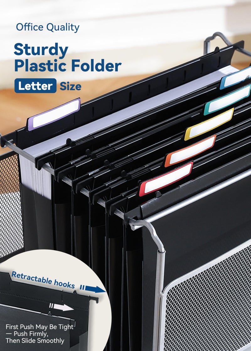 SortRax Plastic Extra Capacity Hanging File Folders, 2" Expanding Pocket, Heavy Duty for Filing Cabinet, Insertable 1/5-Cut Tabs, Letter Size - 12 Pack - Image 5