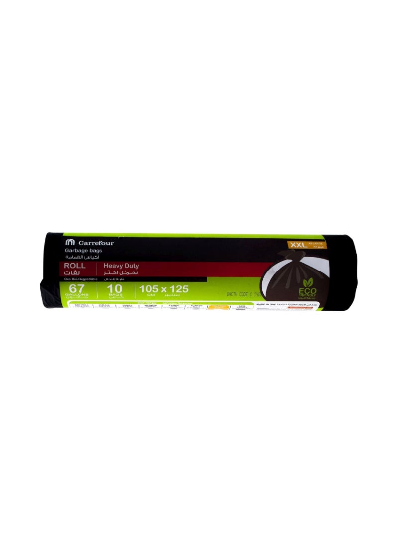 Carrefour Bio 67 Gallon Oxo Biodegradable Heavy Duty Roll Black XXL 10 Garbage Bags 