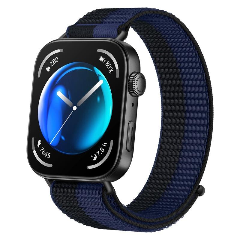 erorex For Huawei Watch Fit 4 Pro / Fit 4 / Fit 3 Nylon Loop Hook And Loop Fastener Watch Band(Black Blue) - Image 1