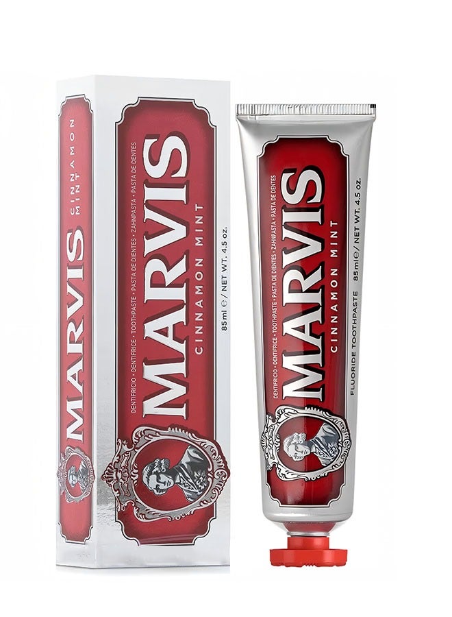 مارفيس معجون أسنان مارفيس القرفة النعناع 85 مل، تنظيف الأسنان واللثة، منع تسوس الأسنان، طازجة طويلة الأمد - Image 1