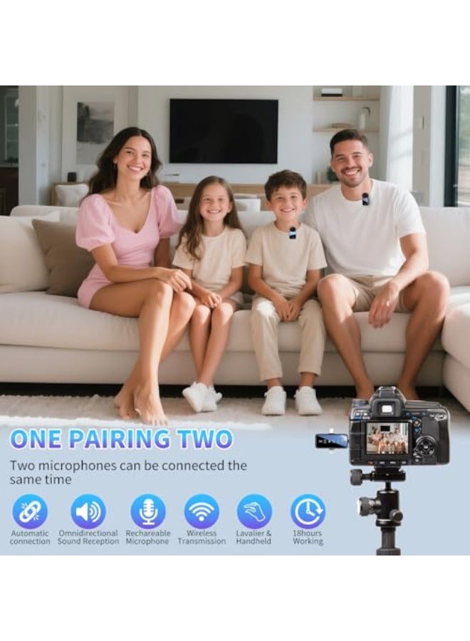 DUSALA Wireless Lavalier Microphone,3 in 1 Wireless Mic for iPhone/Android/Camera,Mini Bluetooth Microphone Noise Reduction Mic for Record Interview, Vlogging, YouTube, Tiktok - Image 2
