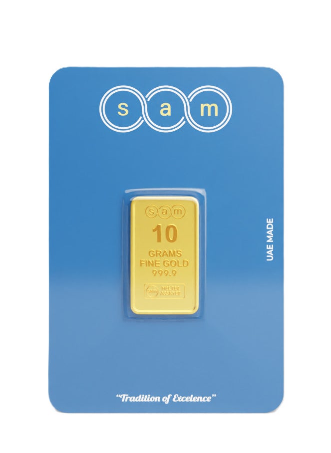 sam - RAK GOLD - 10g Gold Bar Fine Gold 999.9 Purity SAM Gold - 10 Grams - Image 1
