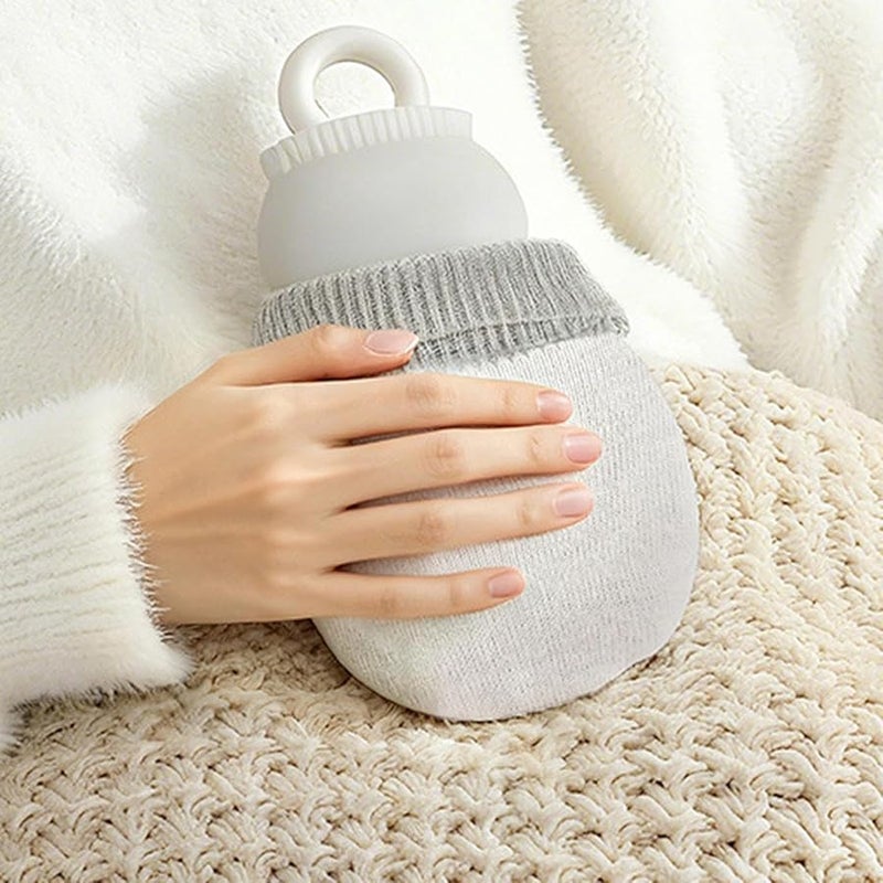 White Silicone Hot Water Bag Snowman Warmer Soft Cover for Cold Weather Relief Reusable Heat Bag for Women Home Office Travel Christmas Gift - Image 3