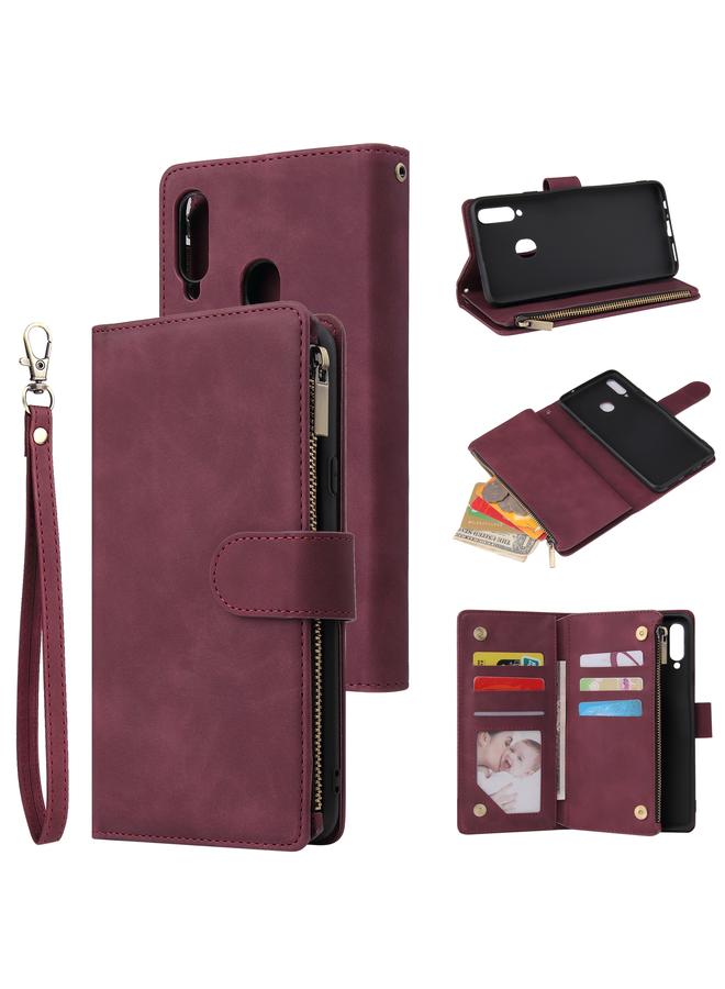 S-TOP Case For Samsung Galaxy A20s Multifunctional Frosted Zipper Wallet Leather Phone Case - Image 1