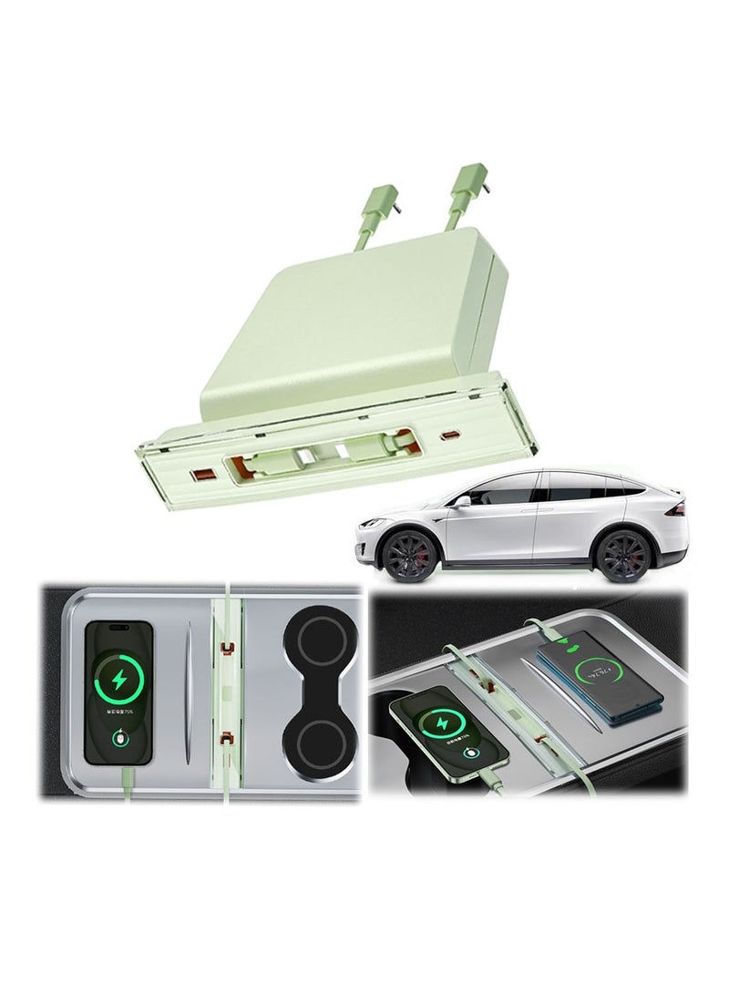 KASTWAVE Central Control Charging Adapter Dock for Tesla Model 3/Y, Multi-Port USB Hub Charger - for 2021-2023 Model 3/Y - Fast Charging Personalized Colors - Gift for Automotive Enthusiasts (Green)  - Image 1