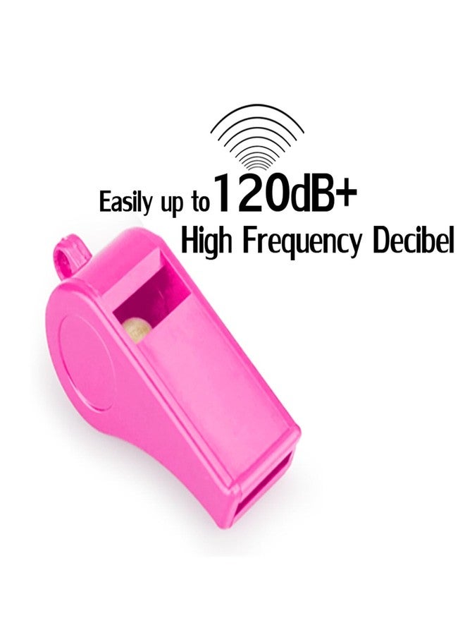 Hipat 12 Pack Pink Loud 120dB Plastic Whistles with Lanyard - High-Pitched Safety Whistle for Sports, Coaching, and Collective Entertainment - Image 2