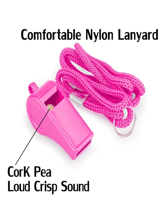 Hipat 12 Pack Pink Loud 120dB Plastic Whistles with Lanyard - High-Pitched Safety Whistle for Sports, Coaching, and Collective Entertainment - Image 4