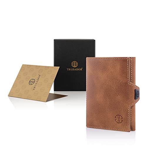 TRUSADOR Verona Leather Wallets for Men & Women Trifold Slim Front Pocket Rfid Wallet (With Coin Pocket, Cognac) - Image 5