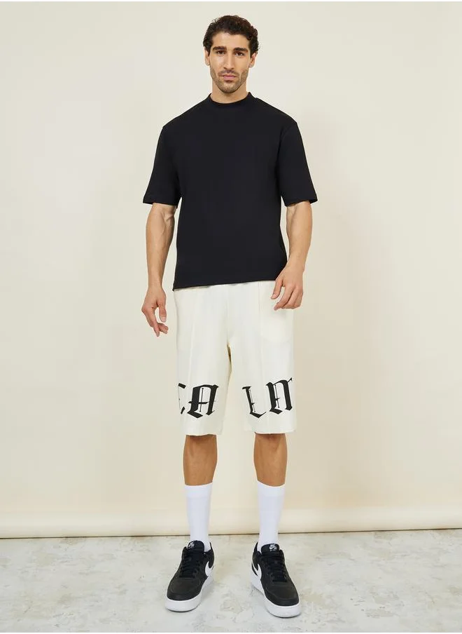 ستايلي Oversized Mock Neck Short Sleeve T-Shirt
