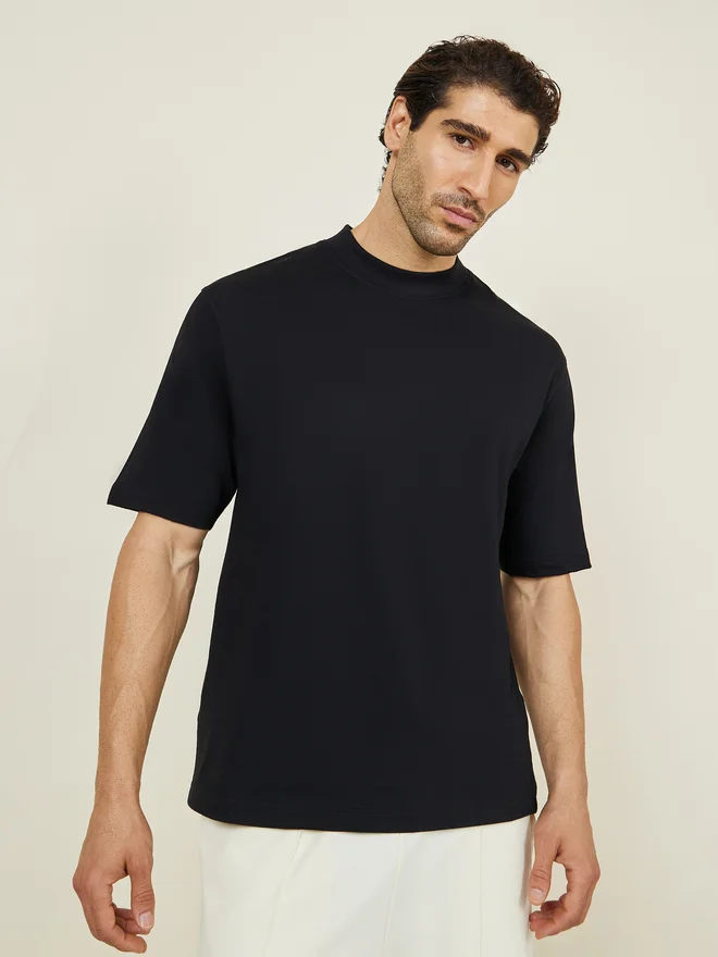 Styli Men Oversized Mock Neck T-Shirt