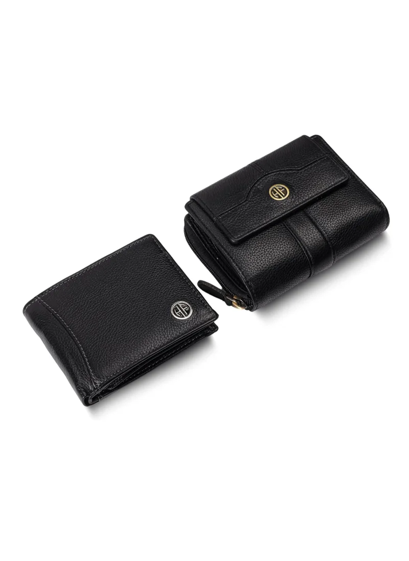 HAMMONDS FLYCATCHER Gift Combo - Genuine Leather Wallets for Men and Women, Stylish Couples Gift Set with Multiple Card Slots, Zipper Pockets - Ramadan, Eid, Anniversary and Wedding Gift | 7KDB