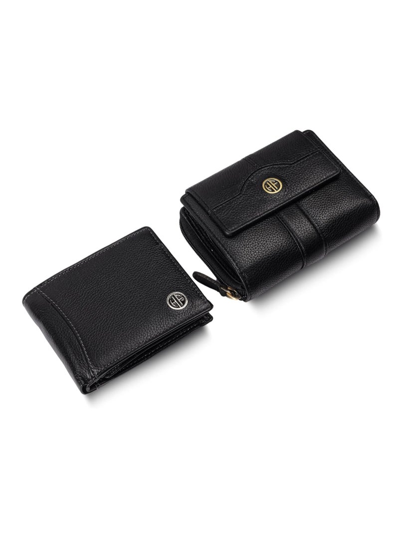  هاموندز فلاي كاتشر مجموعة هدايا - محافظ من الجلد الطبيعي للرجال والنساء، مجموعة هدايا أنيقة للأزواج مع فتحات متعددة للبطاقات، وجيوب بسحاب - هدية رمضان والعيد والذكرى السنوية والزفاف | 7 كيلو دي بي - Image 1