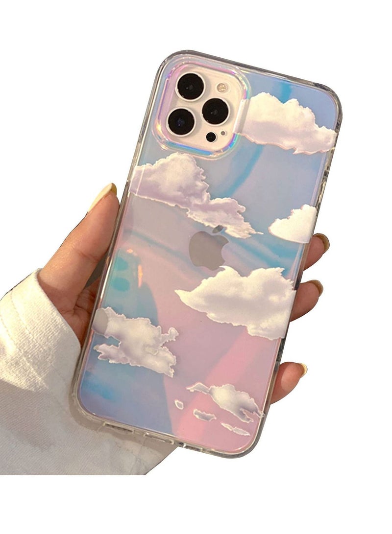 Y&D Cute Clear Holographic Designed for iPhone 14 Pro Max Case 6.7 inch 5G 2022 Released,Shockproof Protective Phone Cases Slim Cover White Aesthetic Glitter Design Women,Girls " - Image 1