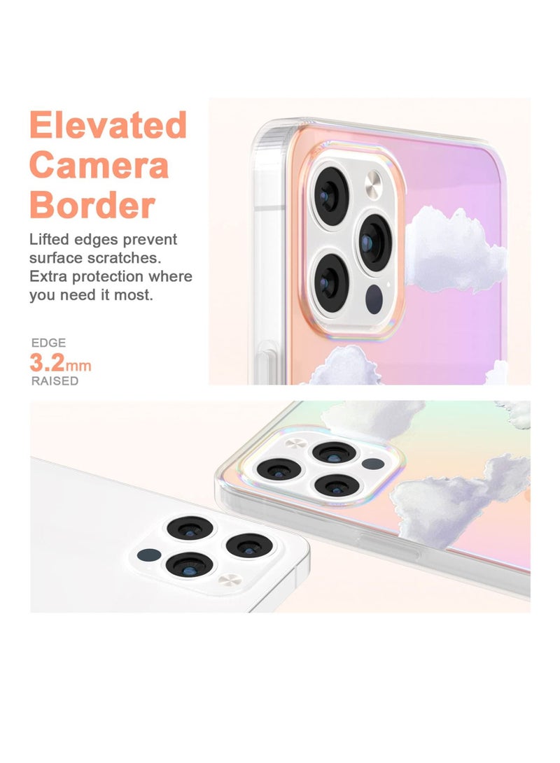 Y&D Cute Clear Holographic Designed for iPhone 14 Pro Max Case 6.7 inch 5G 2022 Released,Shockproof Protective Phone Cases Slim Cover White Aesthetic Glitter Design Women,Girls " - Image 5