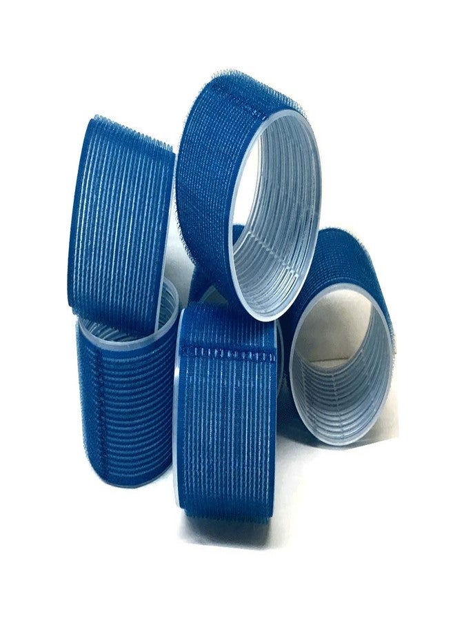 ذي يو إم 24 مجموعة من 6 بكرات شعر فائقة الحجم ذاتية التثبيت - بكرات كبيرة تمنح الشعر الطويل كثافة (أزرق)