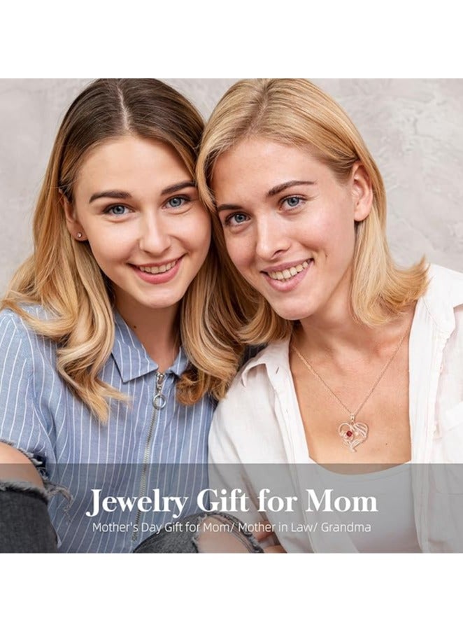 زيفيل الأم والطفل الحب القلب قلادة قلادة، هدية عيد الأم، 925 الفضة الاسترليني ارتفع الذهب قلادة جوهرة للنساء، عيد الأم عيد الحب، الذكرى السنوية، عيد ميلاد، هدايا المجوهرات للأم، المرأة، زوجة الجدة... - Image 2