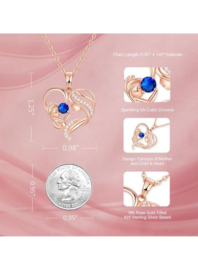 زيفيل الأم والطفل الحب القلب قلادة قلادة، هدية عيد الأم، 925 الفضة الاسترليني ارتفع الذهب قلادة جوهرة للنساء، عيد الأم عيد الحب، الذكرى السنوية، عيد ميلاد، هدايا المجوهرات للأم، المرأة، زوجة الجدة... - Image 5
