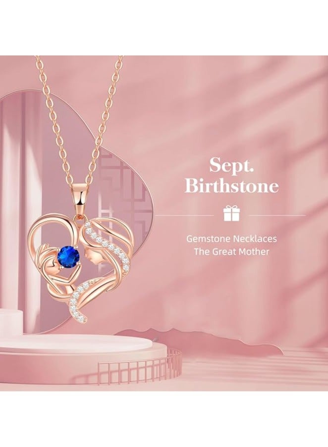 زيفيل الأم والطفل الحب القلب قلادة قلادة، هدية عيد الأم، 925 الفضة الاسترليني ارتفع الذهب قلادة جوهرة للنساء، عيد الأم عيد الحب، الذكرى السنوية، عيد ميلاد، هدايا المجوهرات للأم، المرأة، زوجة الجدة... - Image 4