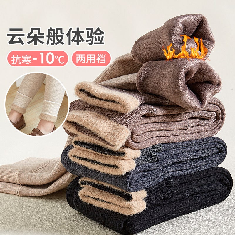 Girls' Leggings Winter Fleece-Lined Thickened Children'S Baby'S Two-Purpose Crotch One-Piece Pants Vertical Striped Cotton Pants Outer Wearing Western Style - Image 5