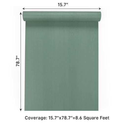 VaryPaper Rustic Green Wood Contact Paper Peel and Stick Countertops Wood Wallpaper Waterproof Wood Grain Vinyl Wrap for Cabinets Desk Table Removable Self Adhesive Wood Laminate Sheets 15.7''x78.7'' - Image 3