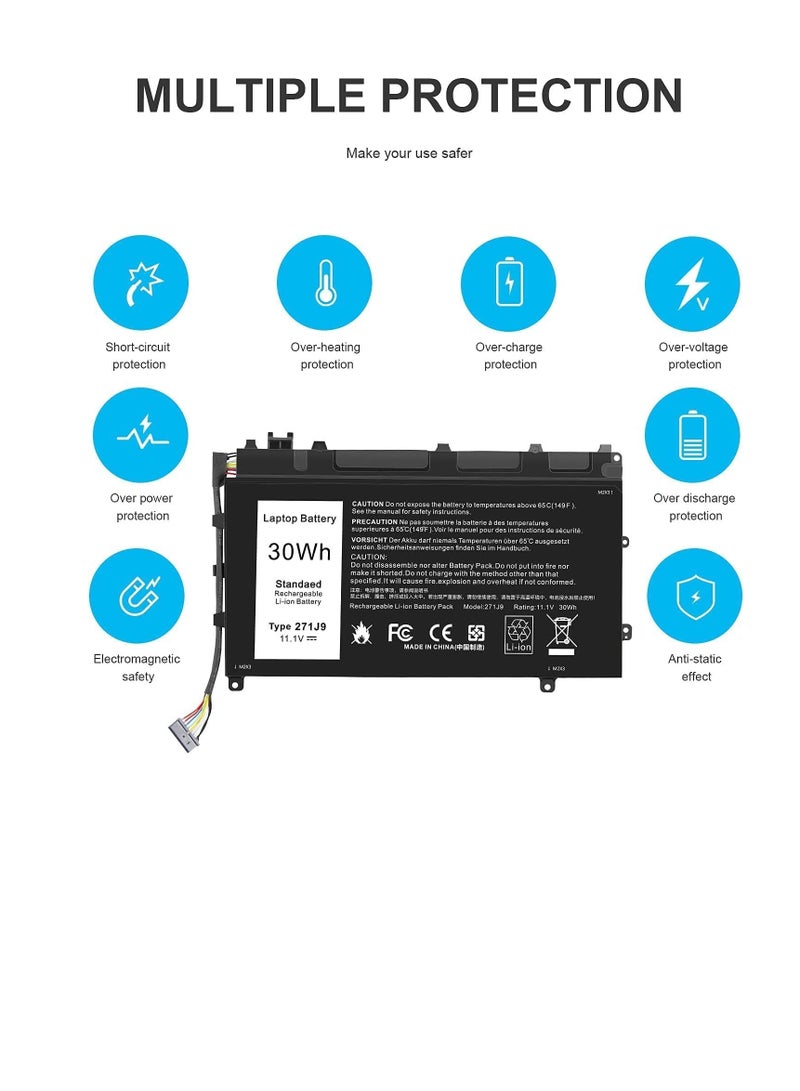 Zexen 271J9 Laptop Replacement Battery for Dell Latitude 7350 13 7000 Series GWV47 0GWV47 MN791 YX81V 3WKT0 0MN791 [11.1V 30Wh] 3-Cell - Image 4