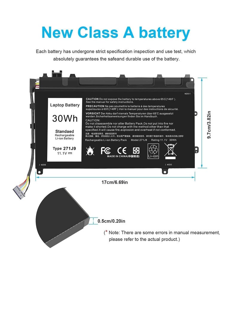 Zexen 271J9 Laptop Replacement Battery for Dell Latitude 7350 13 7000 Series GWV47 0GWV47 MN791 YX81V 3WKT0 0MN791 [11.1V 30Wh] 3-Cell - Image 5