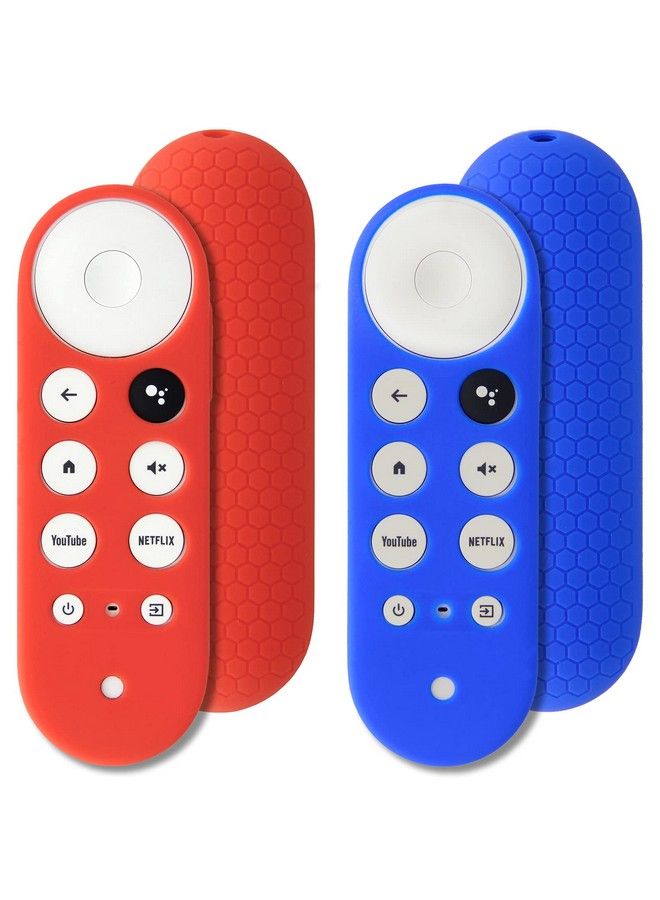 2Pcs Protective Covers Compatible For Chromecast With Google Tv Voice Remote Pinowu Anti Slip Remote Case For 2020 Chromecast Remote Control (Blue & Red)