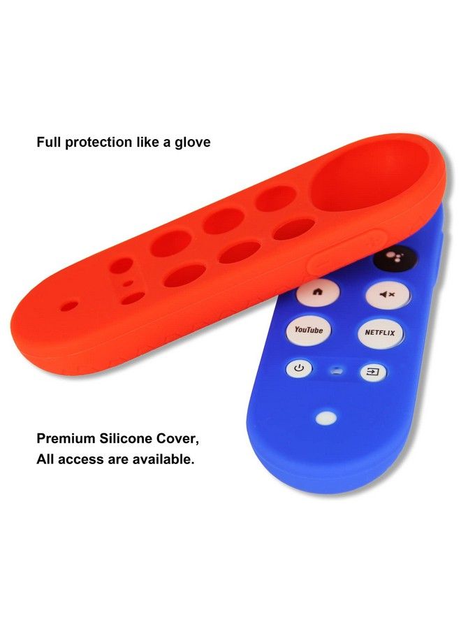PINOWU 2Pcs Protective Covers Compatible For Chromecast With Google Tv Voice Remote Pinowu Anti Slip Remote Case For 2020 Chromecast Remote Control (Blue & Red) - Image 4