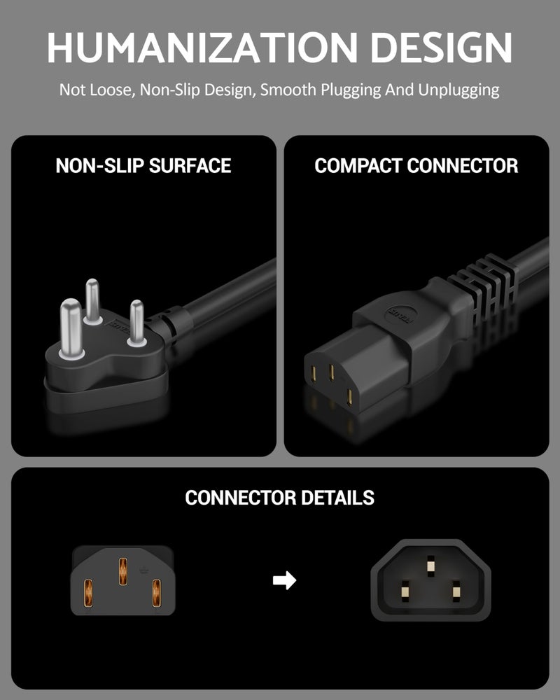 FEDUS .75 Sq mm Copper Wire 5M 16.4Ft Power Cable for PC, Desktop Computer, Monitor, SMPS, TV, Printer, Power Supply, Kettle Lead 3 pin Replacement IEC Computer Mains Power Cable Cord,1 Year Warranty - Image 4