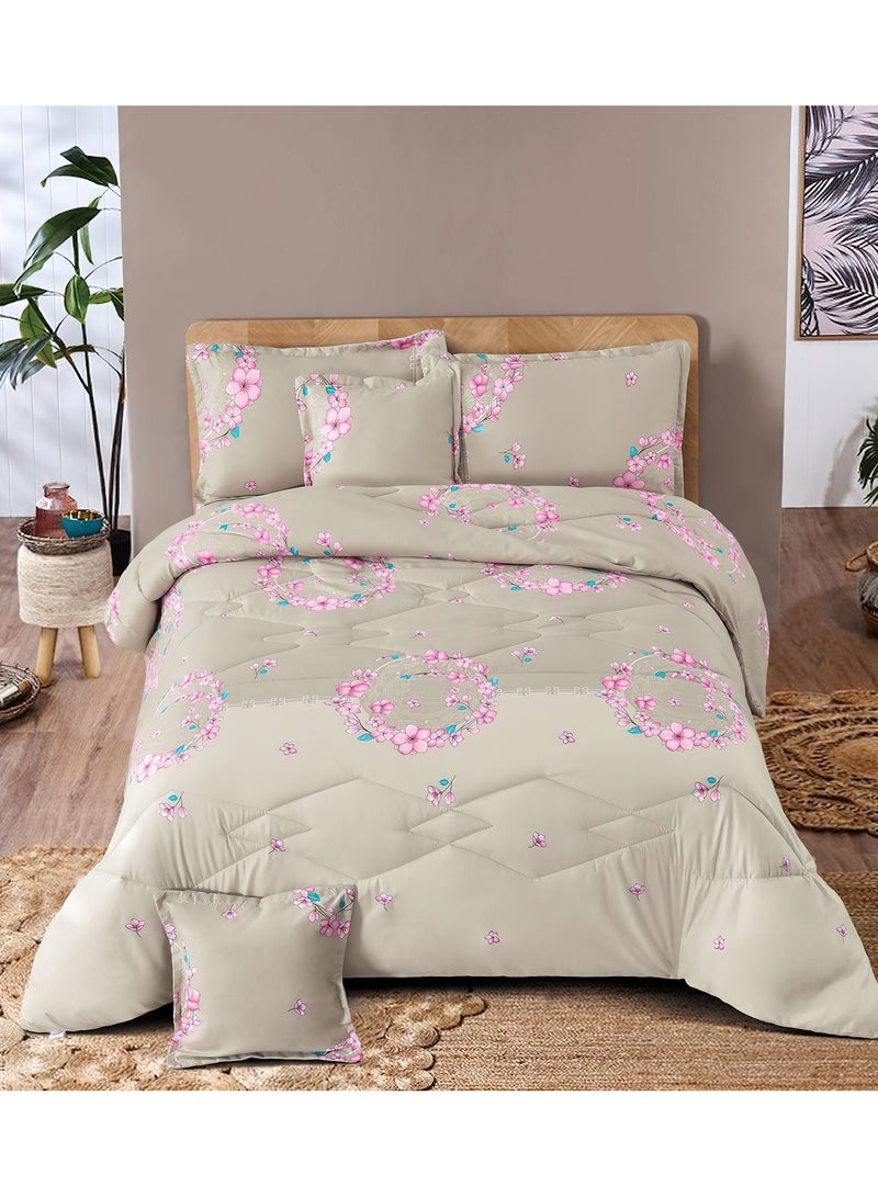 Ming Li 6Piece King Size 220x240Cm Comforter Set Medium Filling Bedding Set for All Season Includes 1Comforter 1Bedsheet 2Pillow Shams and 2Cushion cases - Image 1